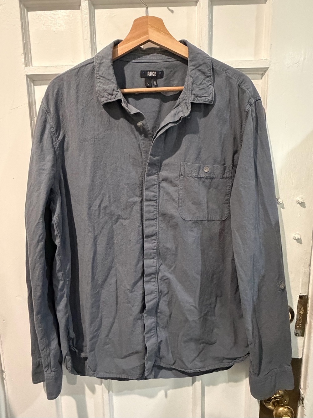 PAIGE Men's Slate Gray Lightweight Button-Front Shirt Jacket